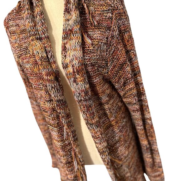 Le Moda Multi-Color Wool Blend Cardigan with Fringe Size XL - Picture 2 of 5